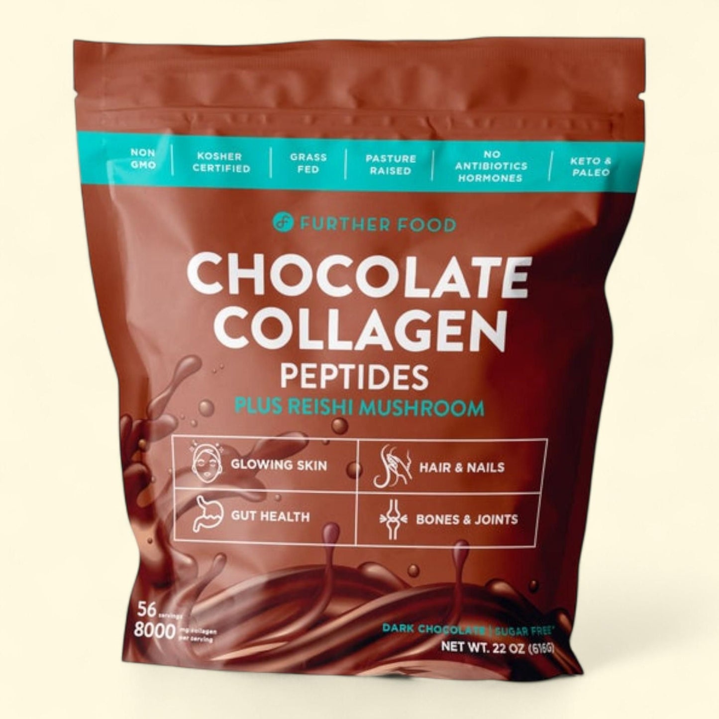 Further Food Collagen Peptides Powder Plus Mushroom, Chocolate, 56 Servings