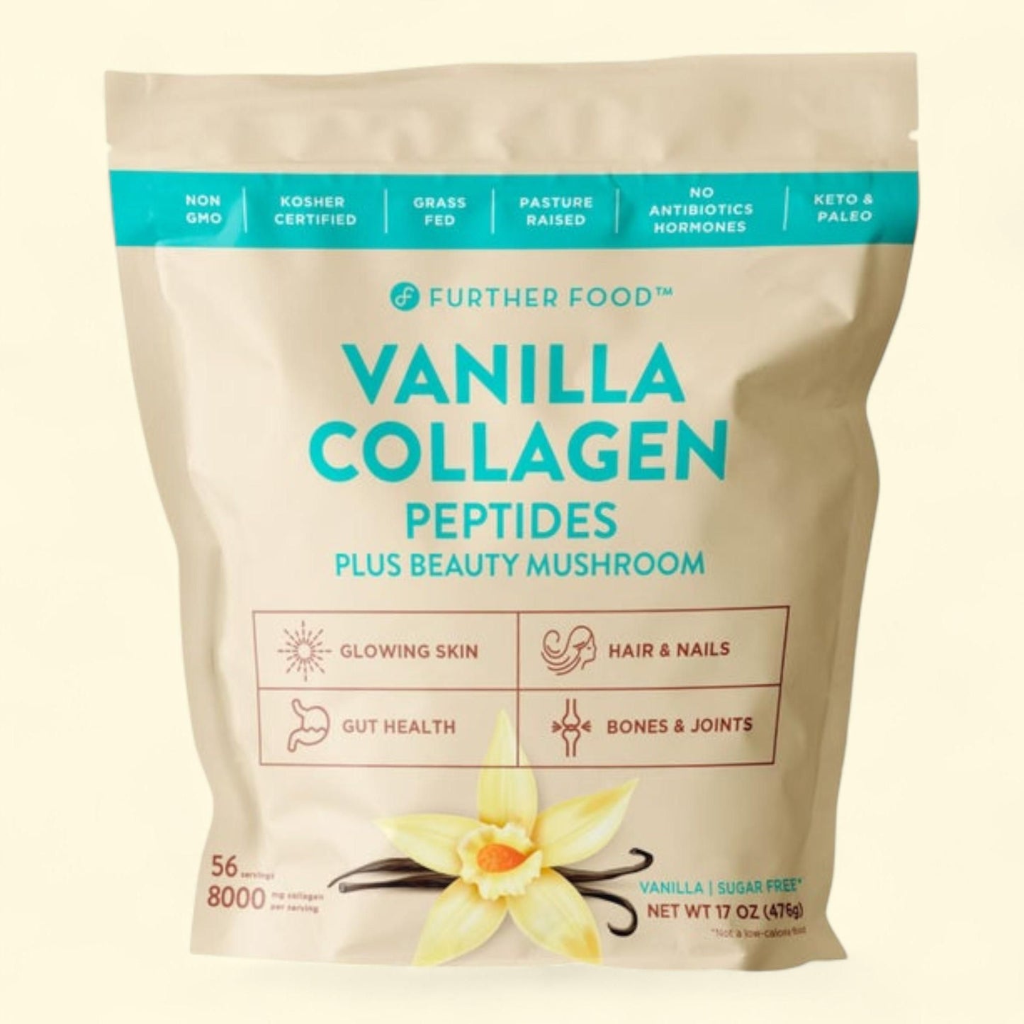 Further Food Collagen Peptides Powder Plus Mushroom, Vanilla, 56 Servings