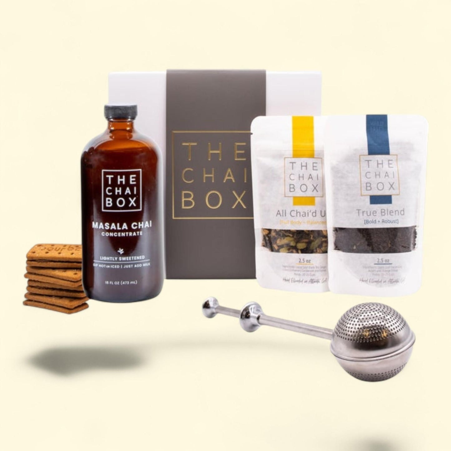 Chai Biscuits Stainless Steel Steeper Gift Set, Standard Size