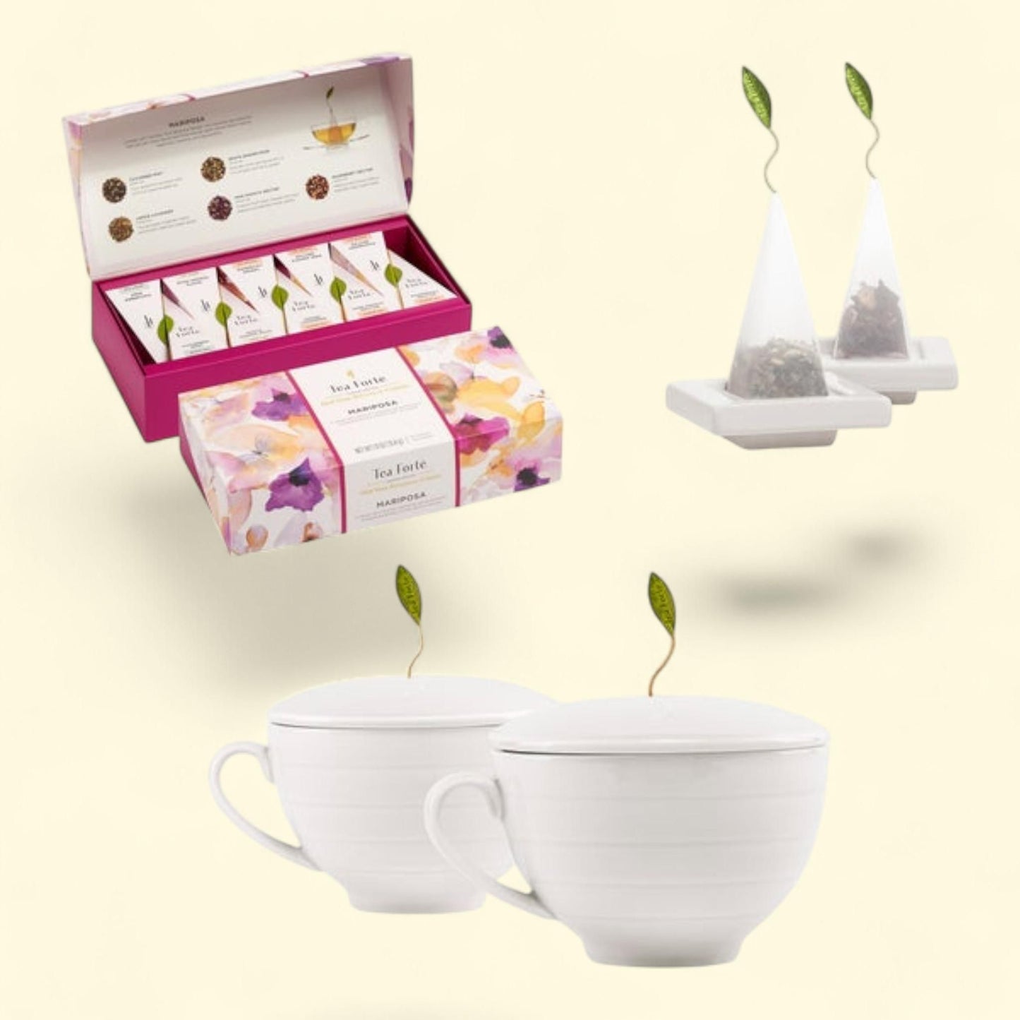 Tea Forte Mariposa Tea Bundle, 20 Pyramid Infusers, 2 Café Cups, 2 ... — authentic US product shipped worldwide by Treatspree
