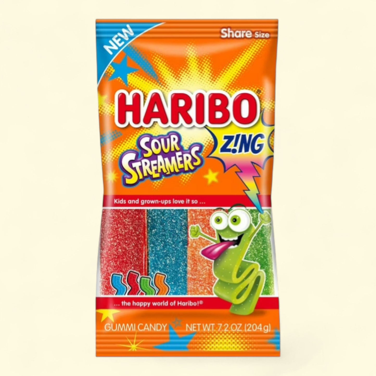 Bonbons gélifiés HARIBO Zing Sour Streamers, 200 g
