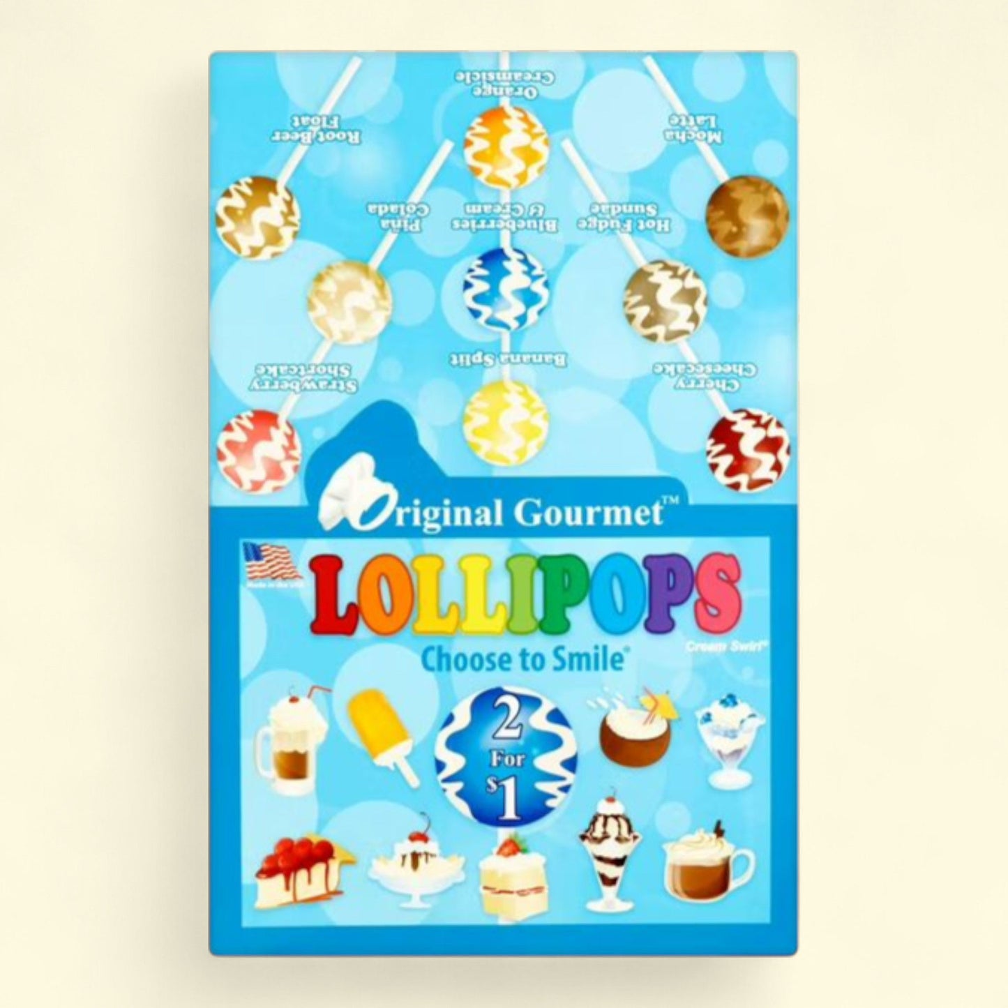 Sucettes « Original Gourmet Cream Swirl », 31 g, lot de 48