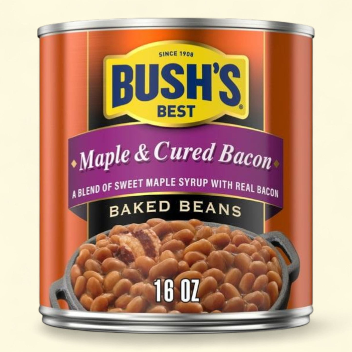 Haricots blancs au sirop d'érable et au bacon fumé Bush's, boîte de 450 g