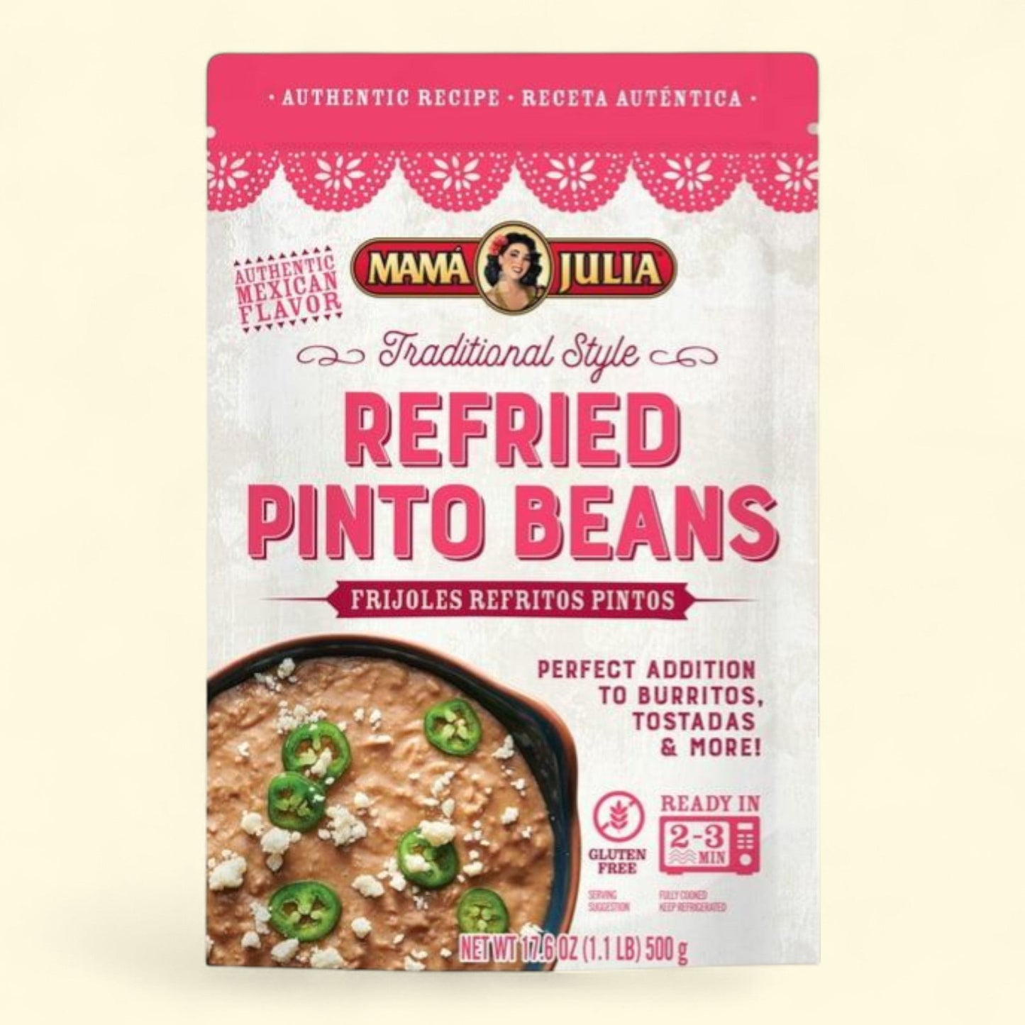 Mama Julia Refried Beans, 17.6 oz
