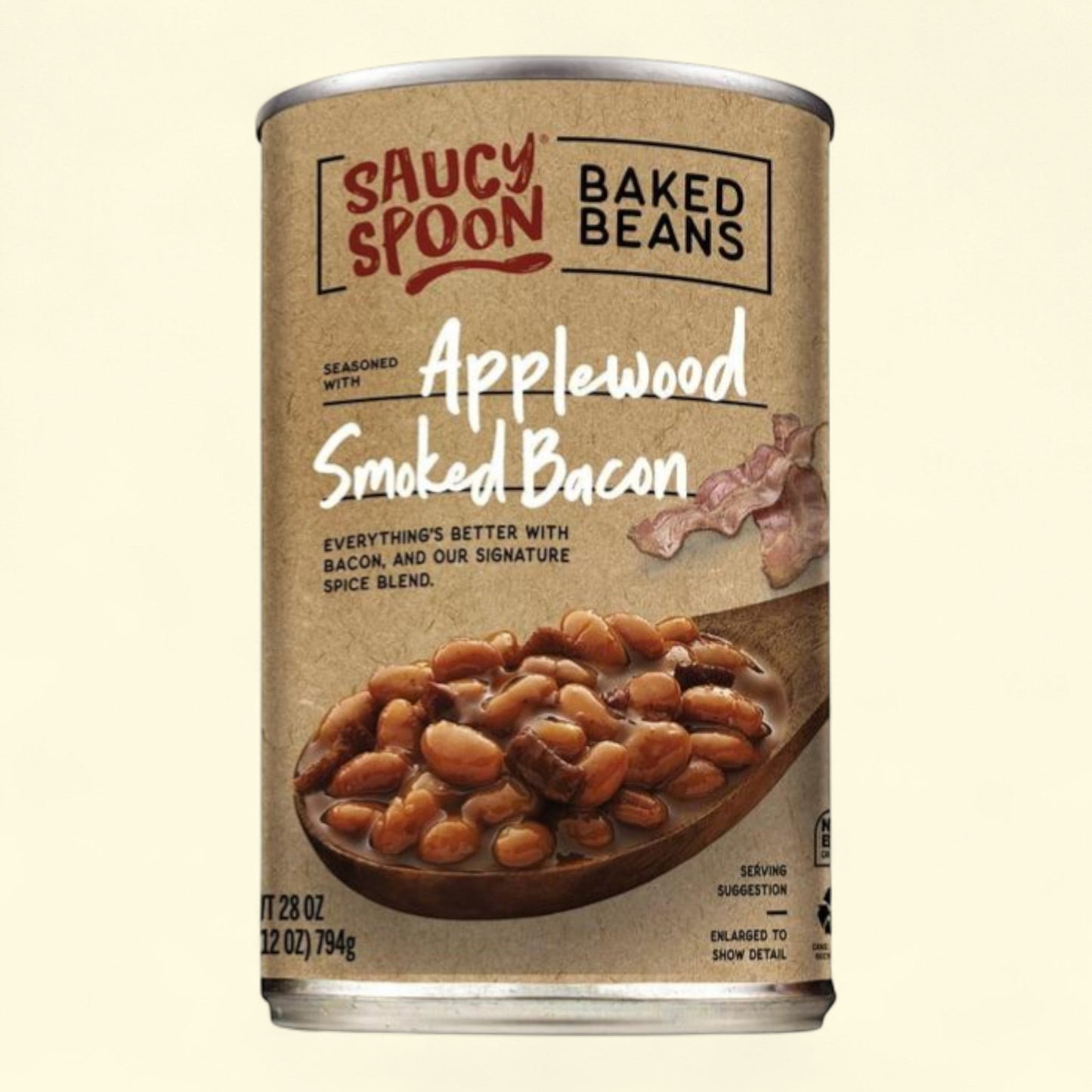 Saucy Spoon Baked Beans, Applewood Smoked Bacon, 28 oz Can
