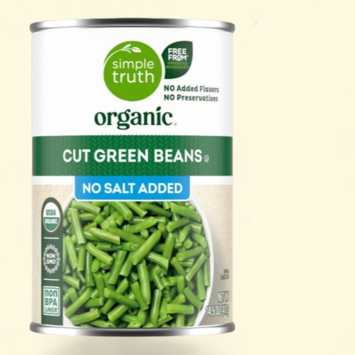 Simple Truth Organic, No Salt Added Cut Green Beans, 14.5 oz