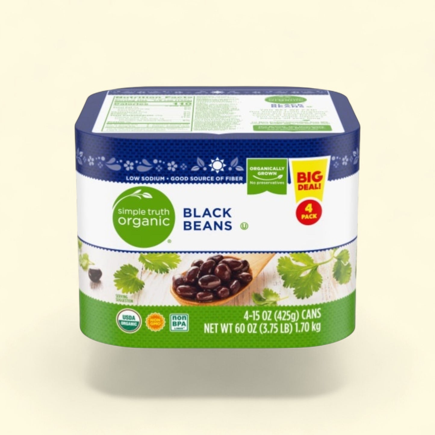 Simple Truth Organic Black Beans, 4 count, 15 oz — authentic US product shipped worldwide by Treatspree