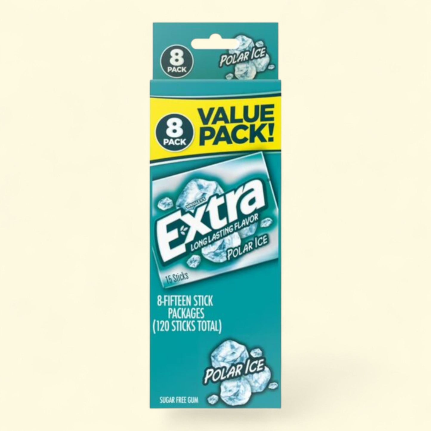 Extra Polar Ice Chewing Gum, 15 Count (8 Pack)