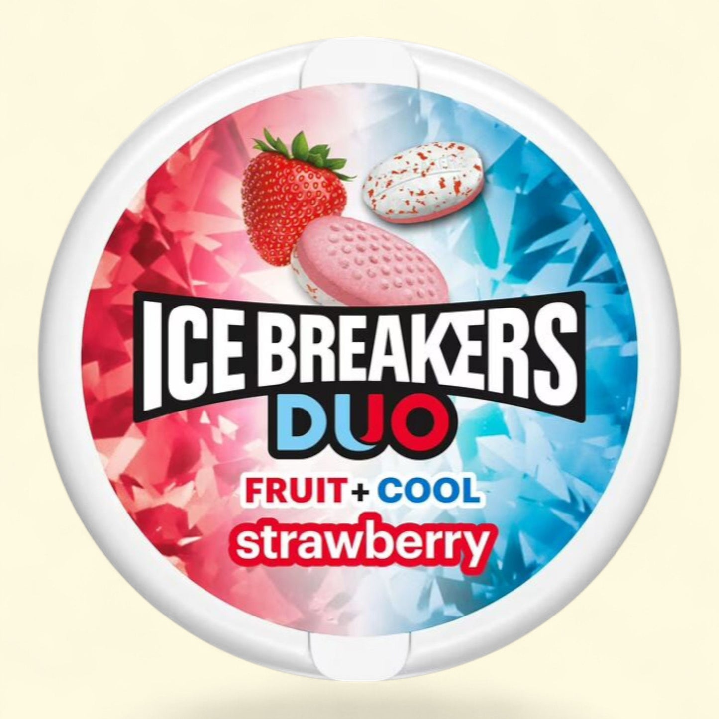 Ice Breakers Duo Fruit Plus Cool Strawberry Sugar Free Mints, 1.3 oz Tin
