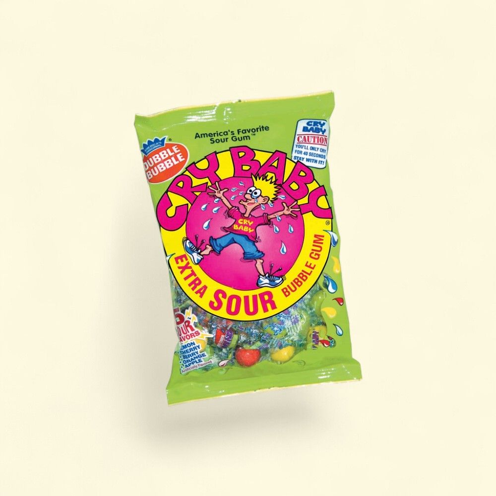 Cry Baby Extra Sour Bubble Gum, 4 oz — authentic US product shipped worldwide by Treatspree