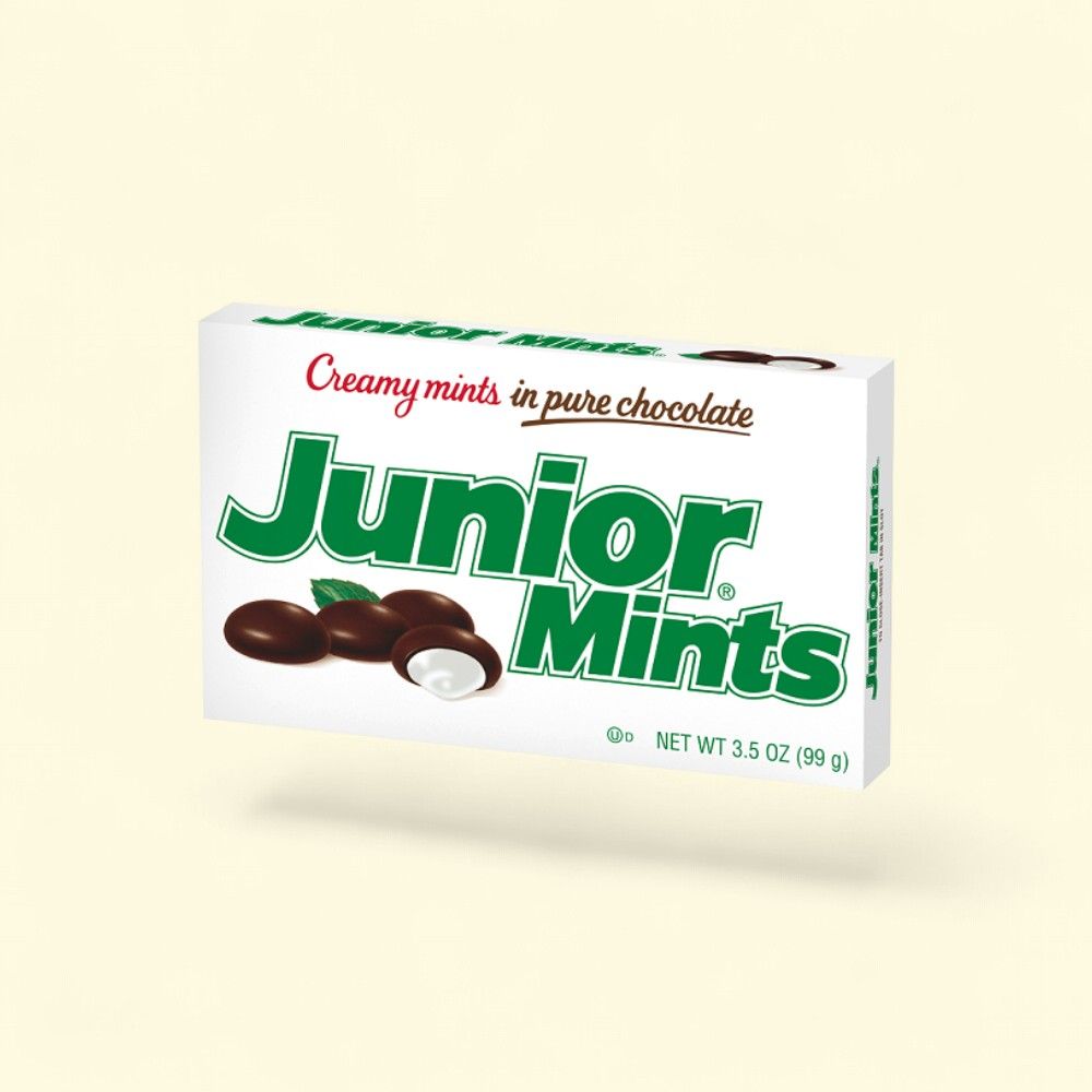 Junior Mints Dark Chocolate & Peppermint Theater Box 3.5oz — authentic US product shipped worldwide by Treatspree