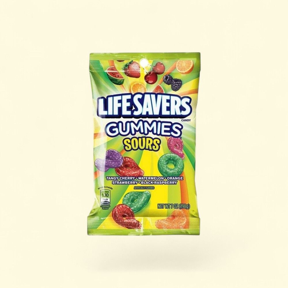 LIFE SAVERS SOUR GUMMIES Hanging Bag, 7oz (198g) — authentic US product shipped worldwide by Treatspree