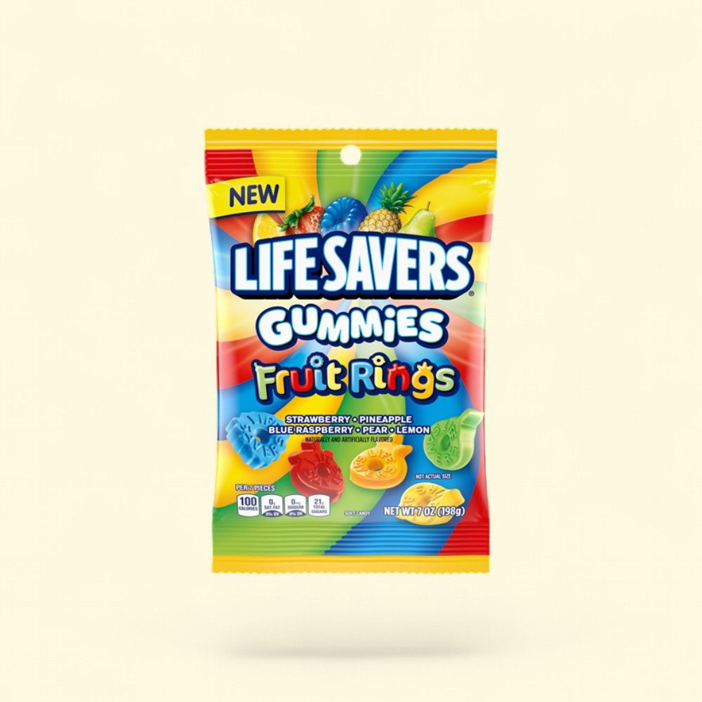 Life Savers Gummy Fruit Rings Candy - Strawberry, Pineapple, 7oz — authentic US product shipped worldwide by Treatspree