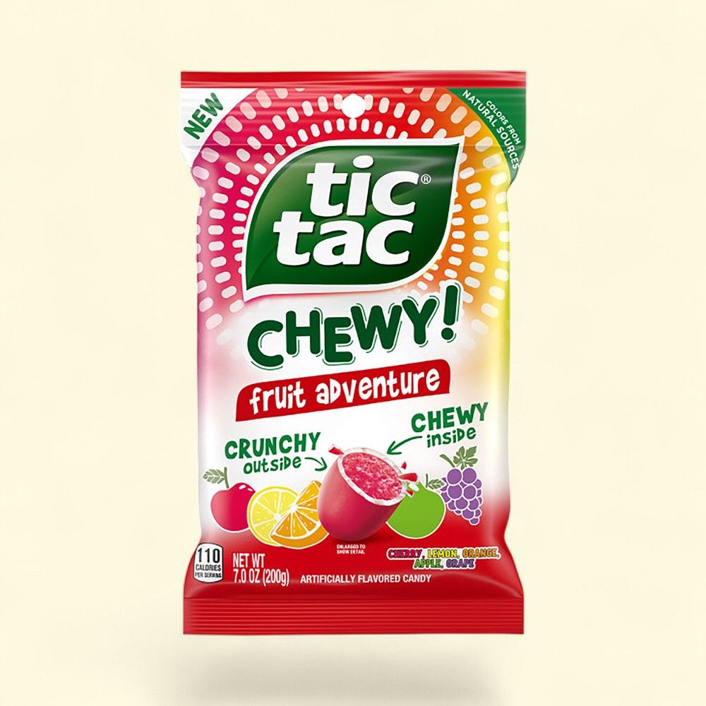 Tic Tac Fruit Adventure Chewy Mints, Medium Peg Bag, 7 oz — authentic US product shipped worldwide by Treatspree