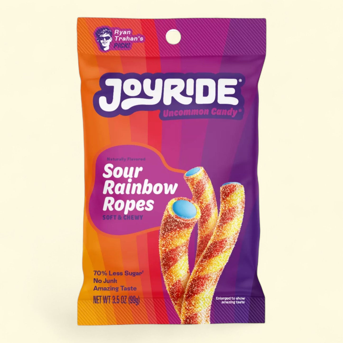 JOYRIDE - Bonbons gélifiés acidulés arc-en-ciel en forme de cordelettes, 100 g