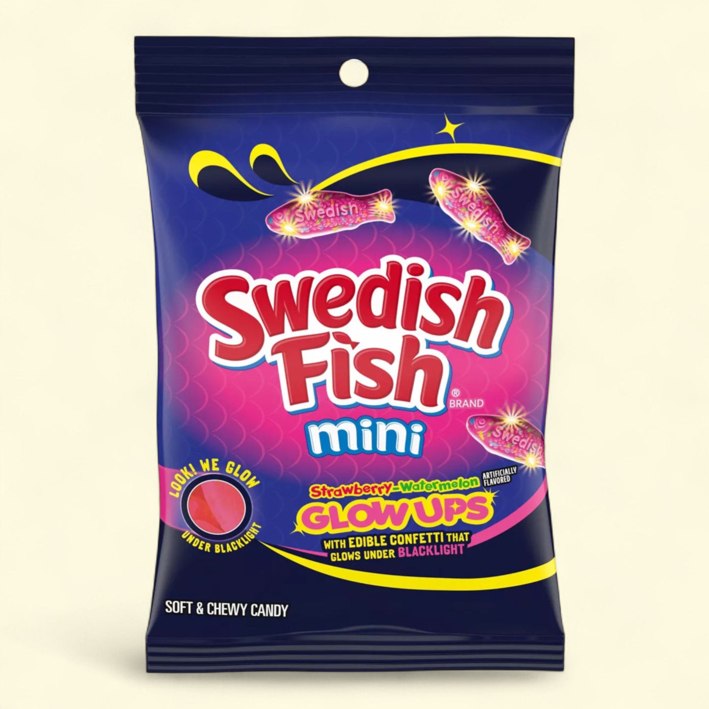 Bonbons moelleux et tendres Swedish Fish Mini Glow Ups, 190 g