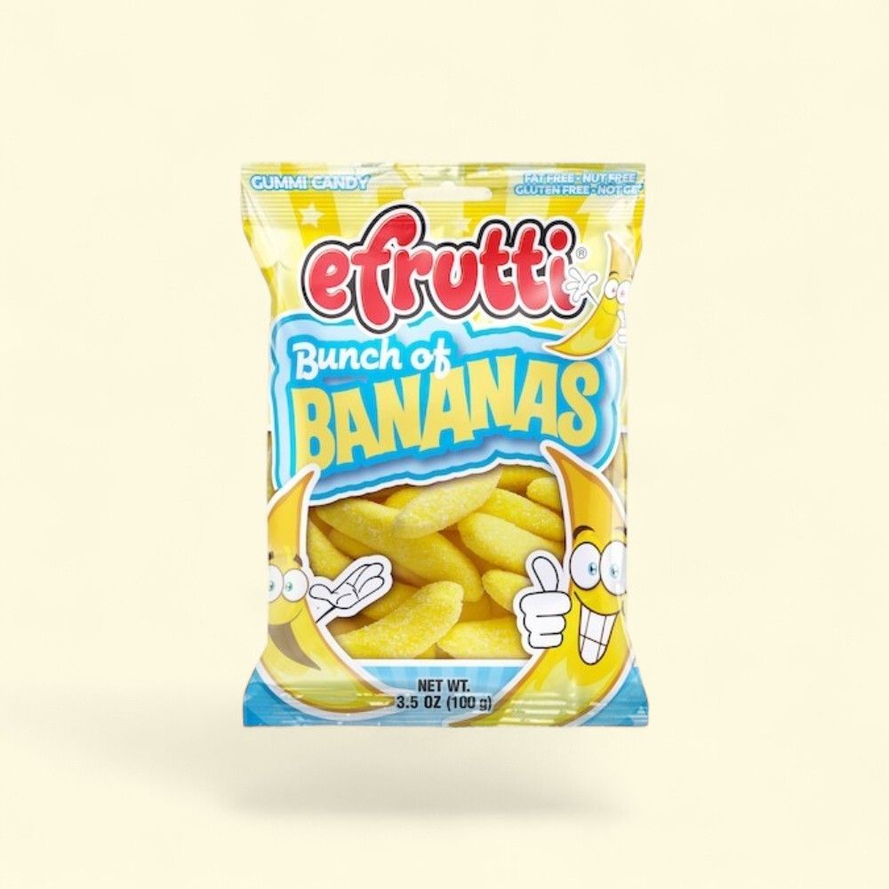 eFrutti Bunch of Bananas Gummy Candy - 3.5oz Peg Bag — authentic US product shipped worldwide by Treatspree