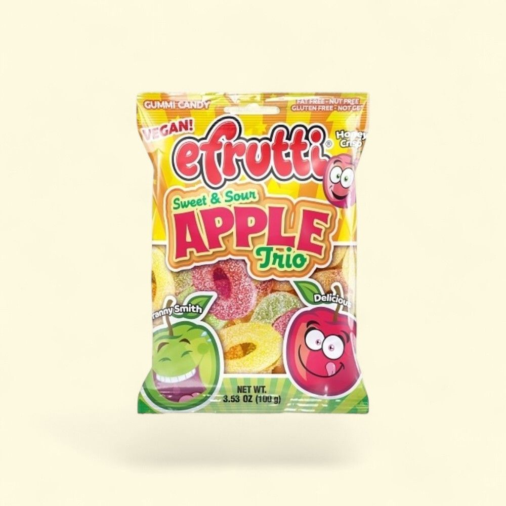 eFrutti Sweet & Sour Apple Trio Gummi Candy, 3.5oz Bag — authentic US product shipped worldwide by Treatspree