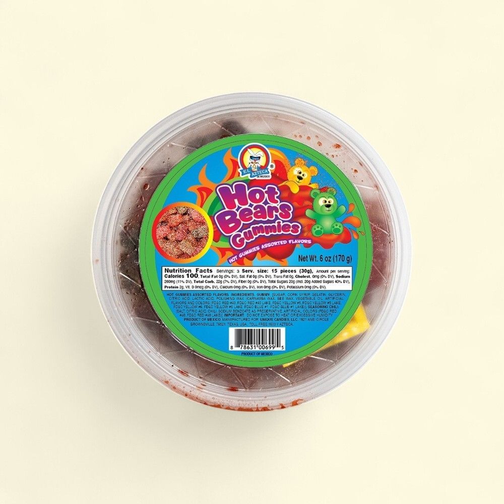 El Azteca Hot Bears Assorted Gummy Candy 6oz — authentic US product shipped worldwide by Treatspree