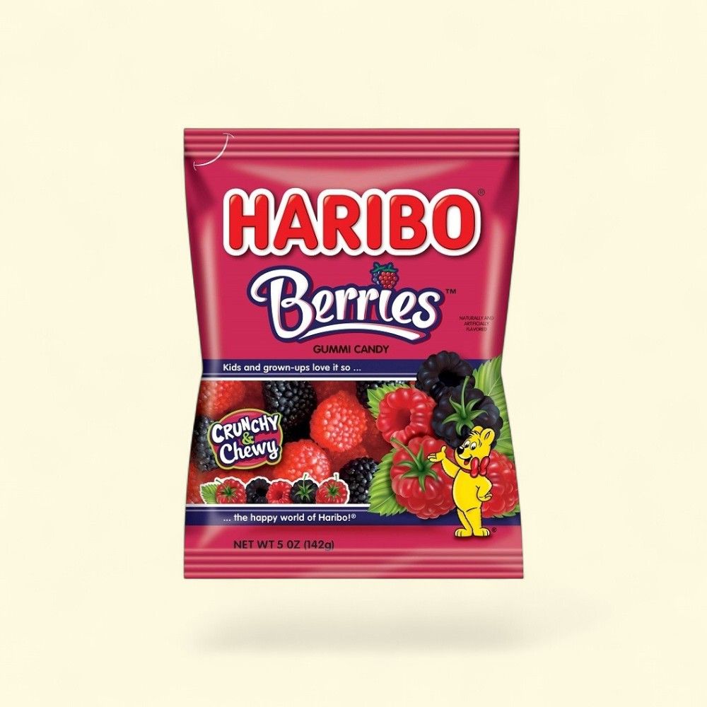 Haribo Raspberries Gummy Candy - 5 oz Bag — authentic US product shipped worldwide by Treatspree