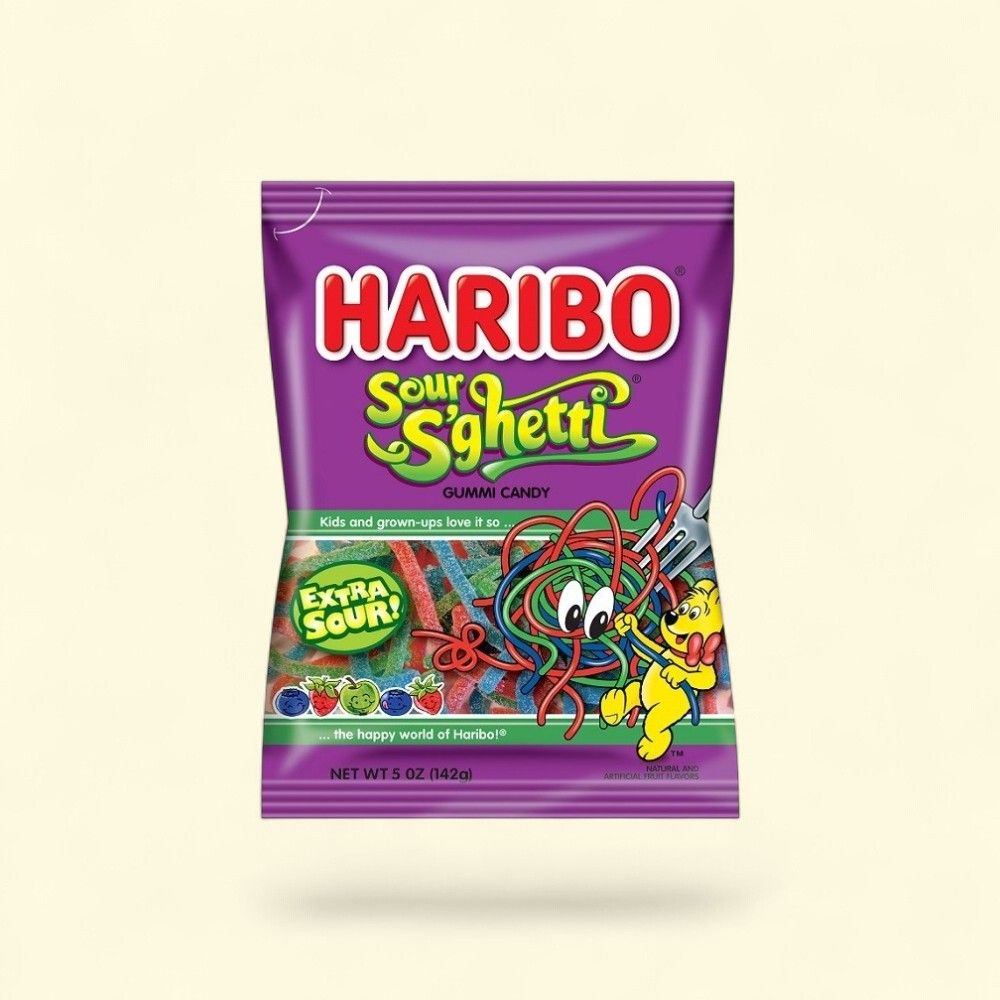Haribo Sour S'Ghetti Gummi Candy 5oz (142g) — authentic US product shipped worldwide by Treatspree