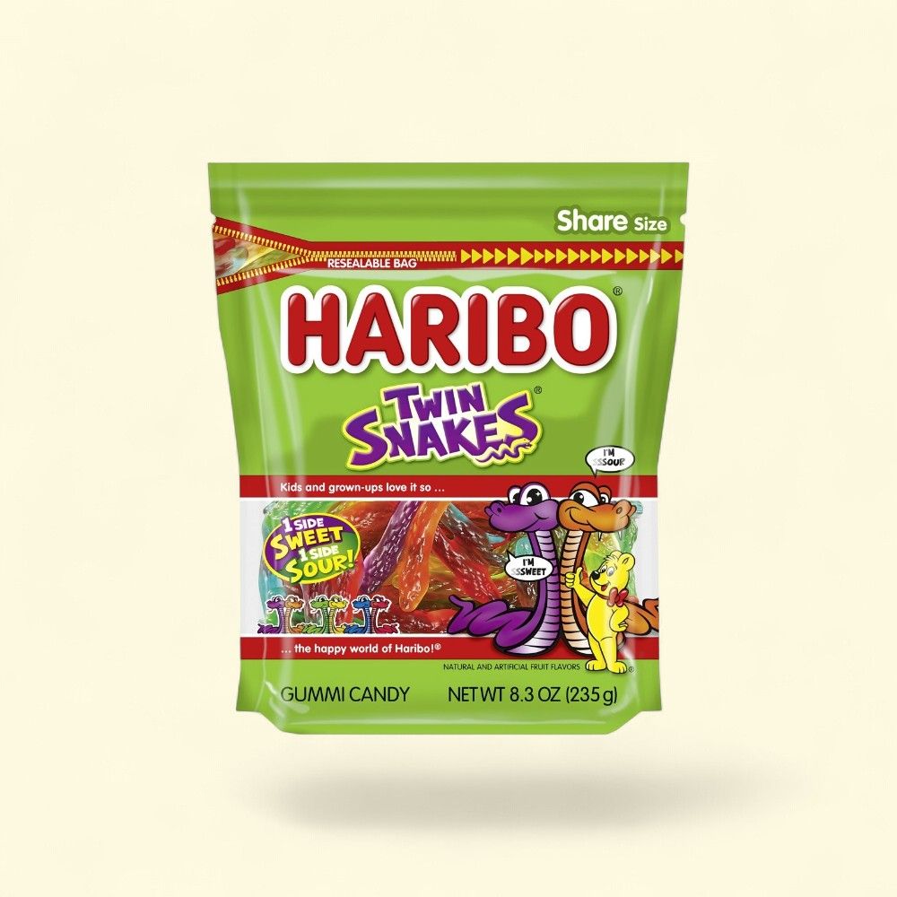 Haribo Twin Snakes Gummy Candy Bag 8oz — authentic US product shipped worldwide by Treatspree