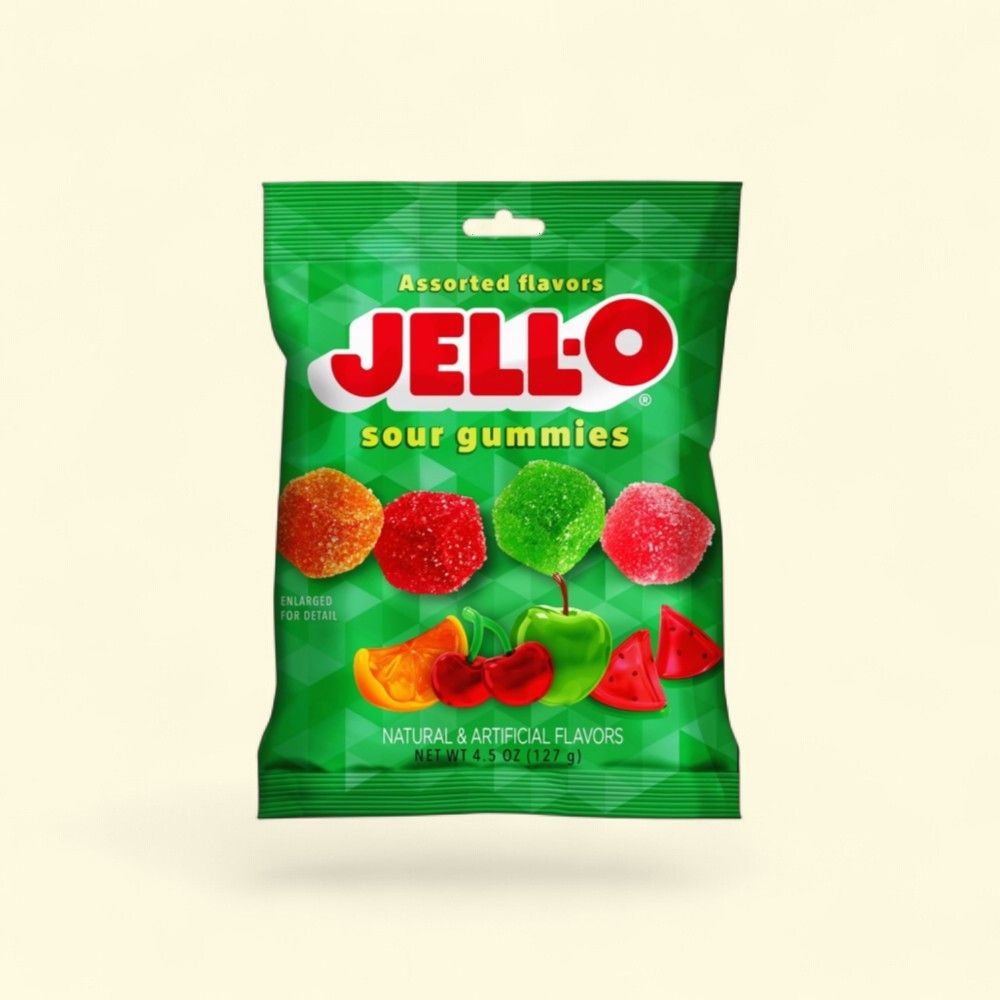 Jell-O Gummie Sour Cubes - 4.5oz (127g) — authentic US product shipped worldwide by Treatspree