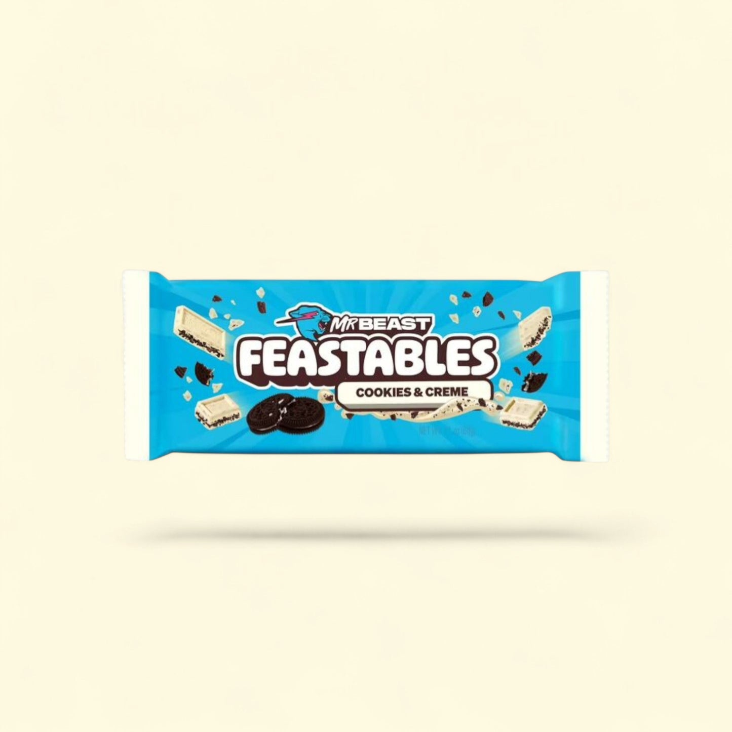 Feastables Cookies and Creme White Chocolate Bar, 2.1 oz (60g) — authentic US product shipped worldwide by Treatspree