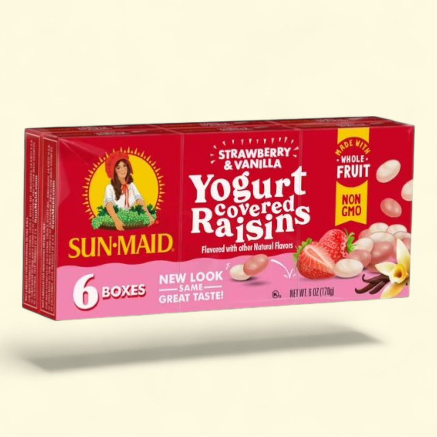 Sun-Maid Strawberry & Vanilla Yogurt Covered Raisins, 6-Pack/1oz