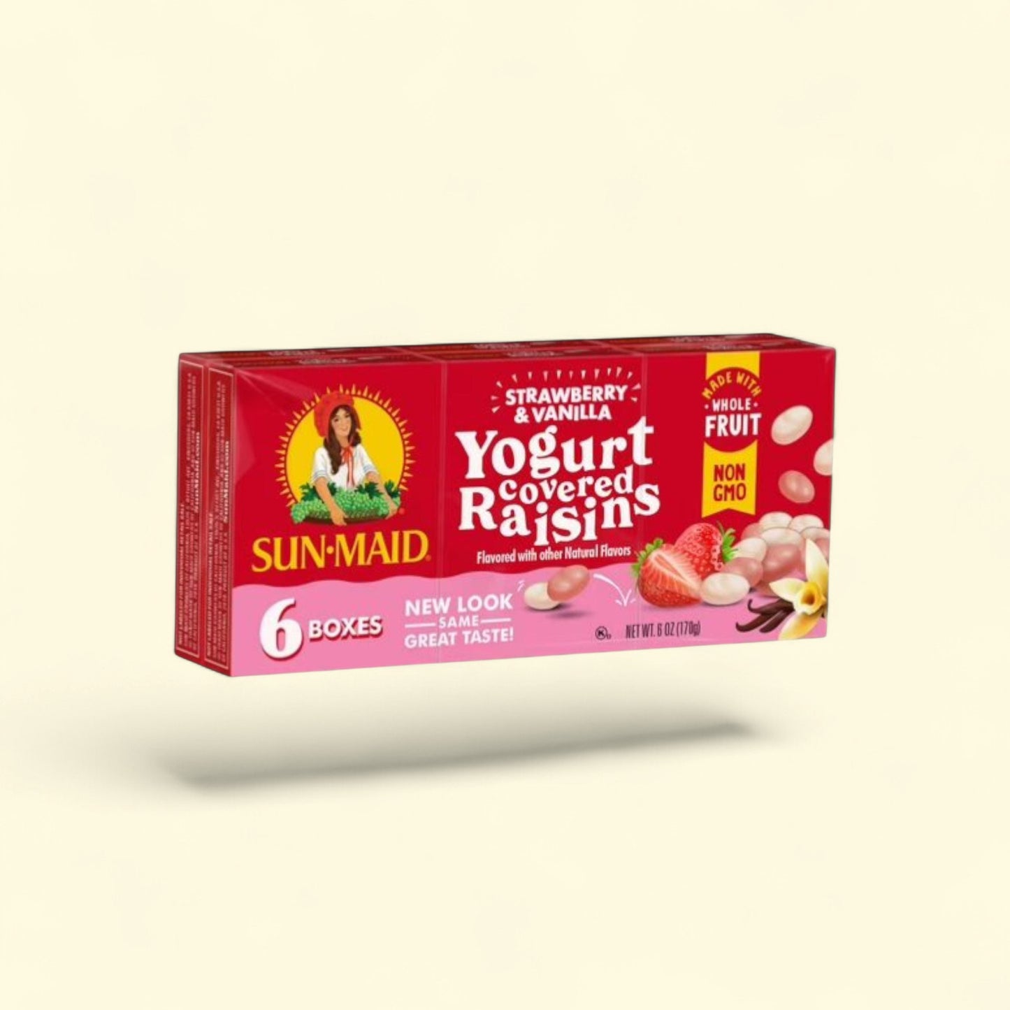 Sun-Maid Strawberry & Vanilla Yogurt Covered Raisins, 6-Pack/1oz — authentic US product shipped worldwide by Treatspree