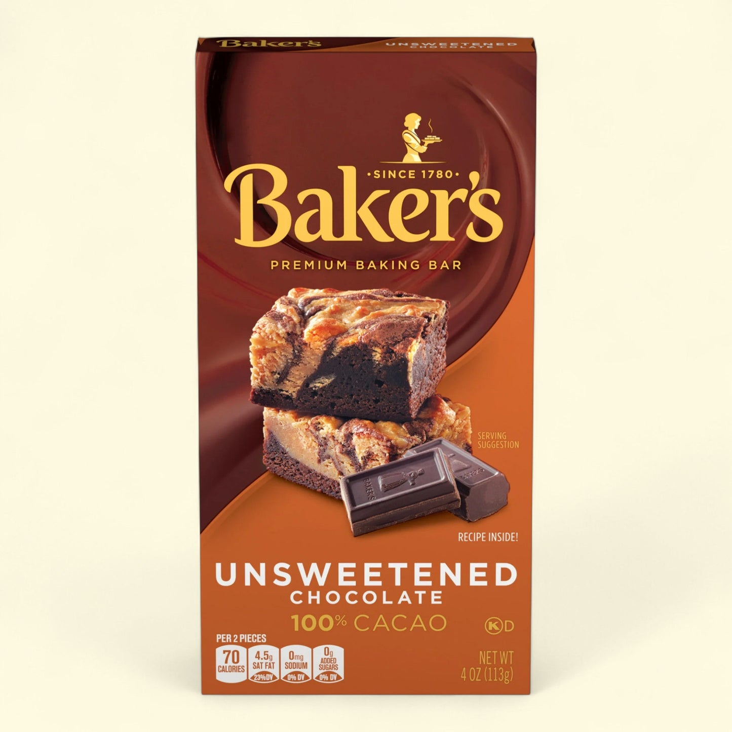 Baker's Unsweetened Chocolate Baking Bar, 4 oz