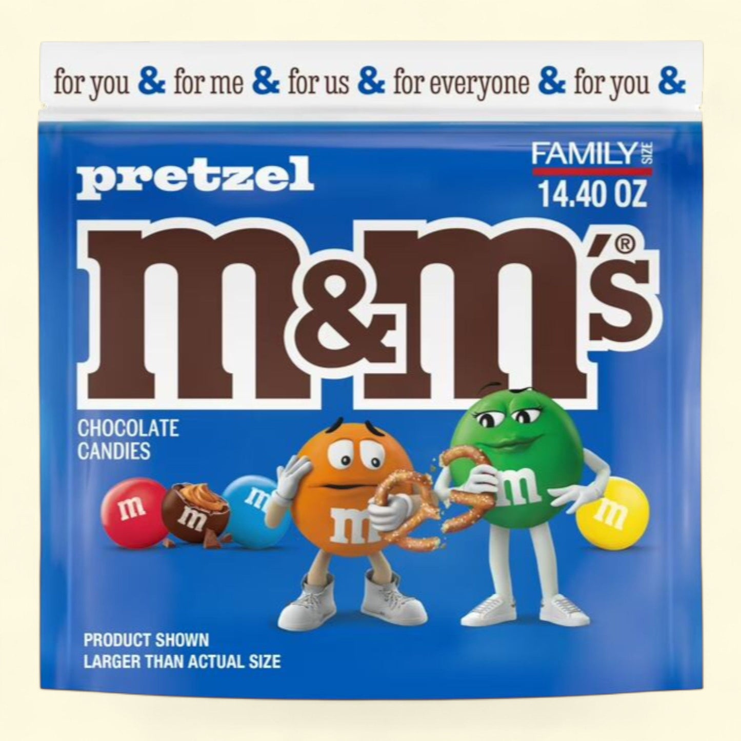 M&M's Pretzel Milk Chocolate Candy, Family Size 14.4 oz Bag