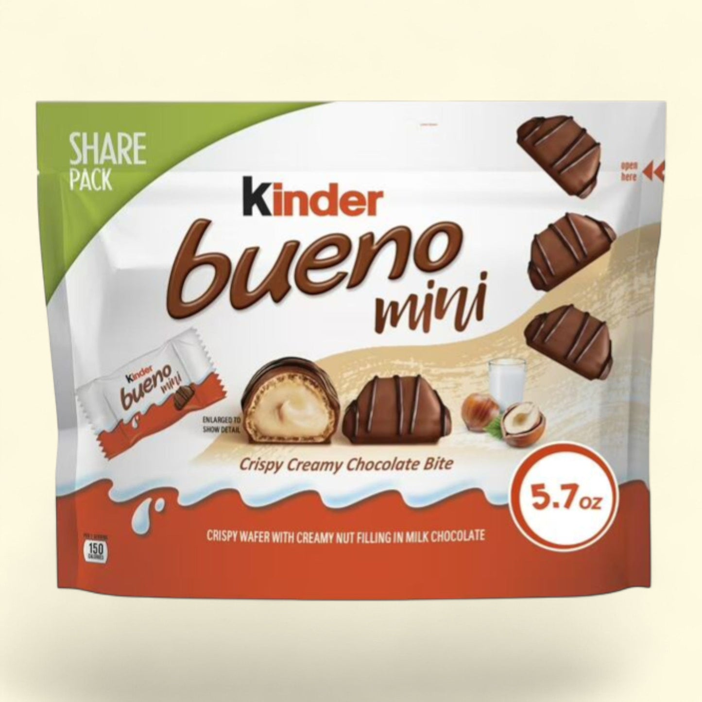 Kinder Bueno Mini, Milk Chocolate and Hazelnut Cream, 5.7 oz