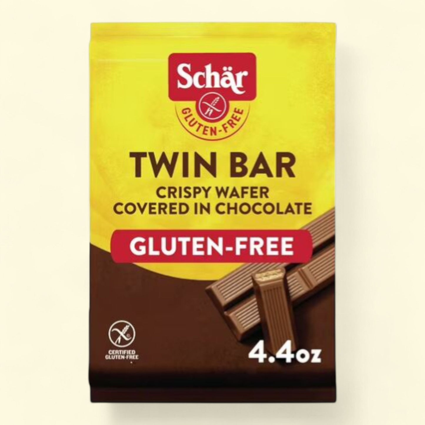 Schar Gluten Free Twin Bar, Chocolate Covered Crispy Wafer Bar, 0.8 oz, 3 Count