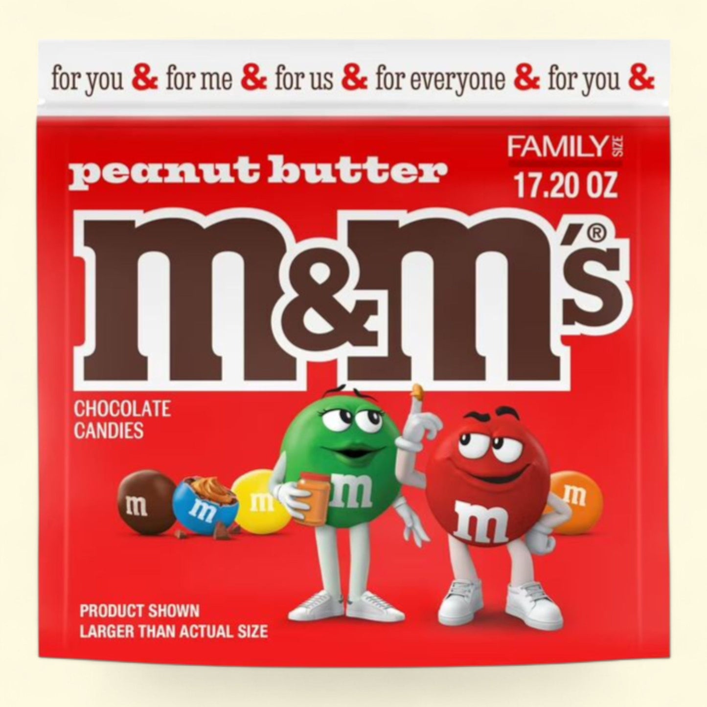 M&M's Peanut Butter Milk Chocolate Candy, 17.2 oz.