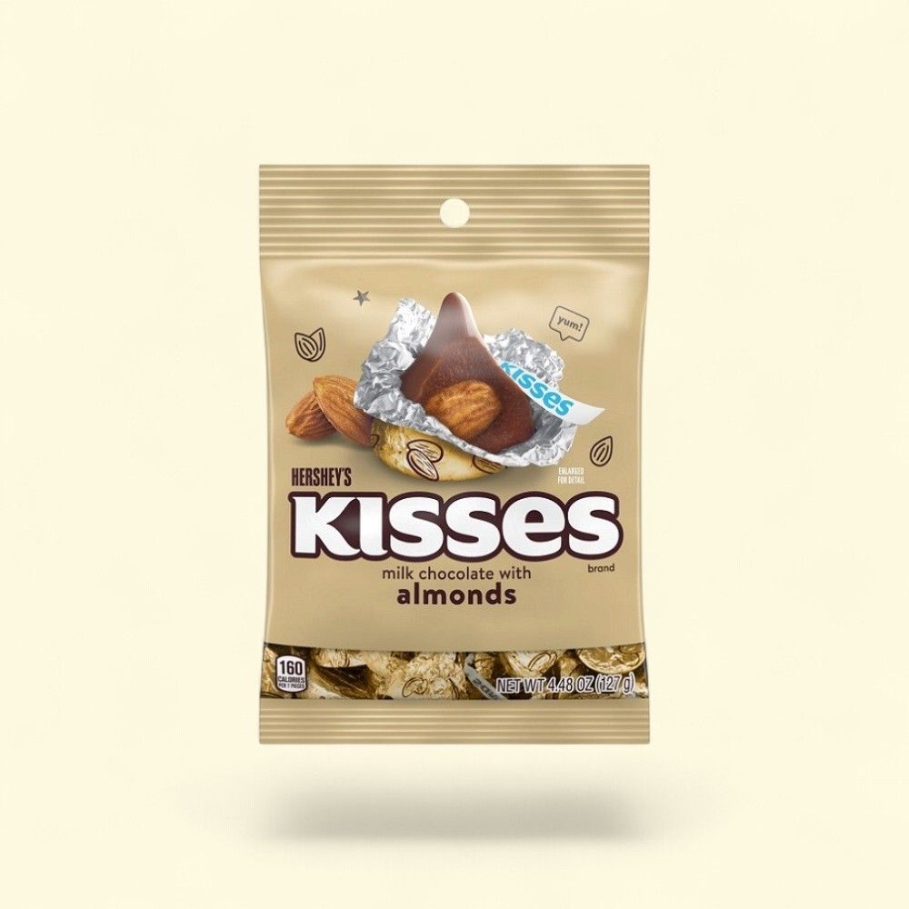 HERSHEY'S Kisses Milk Chocolate with Almonds (4.48oz) — authentic US product shipped worldwide by Treatspree