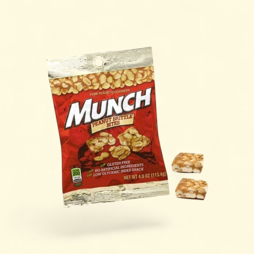 Munch Peanut Brittle Bites - Hanging Bag, 4 oz — authentic US product shipped worldwide by Treatspree