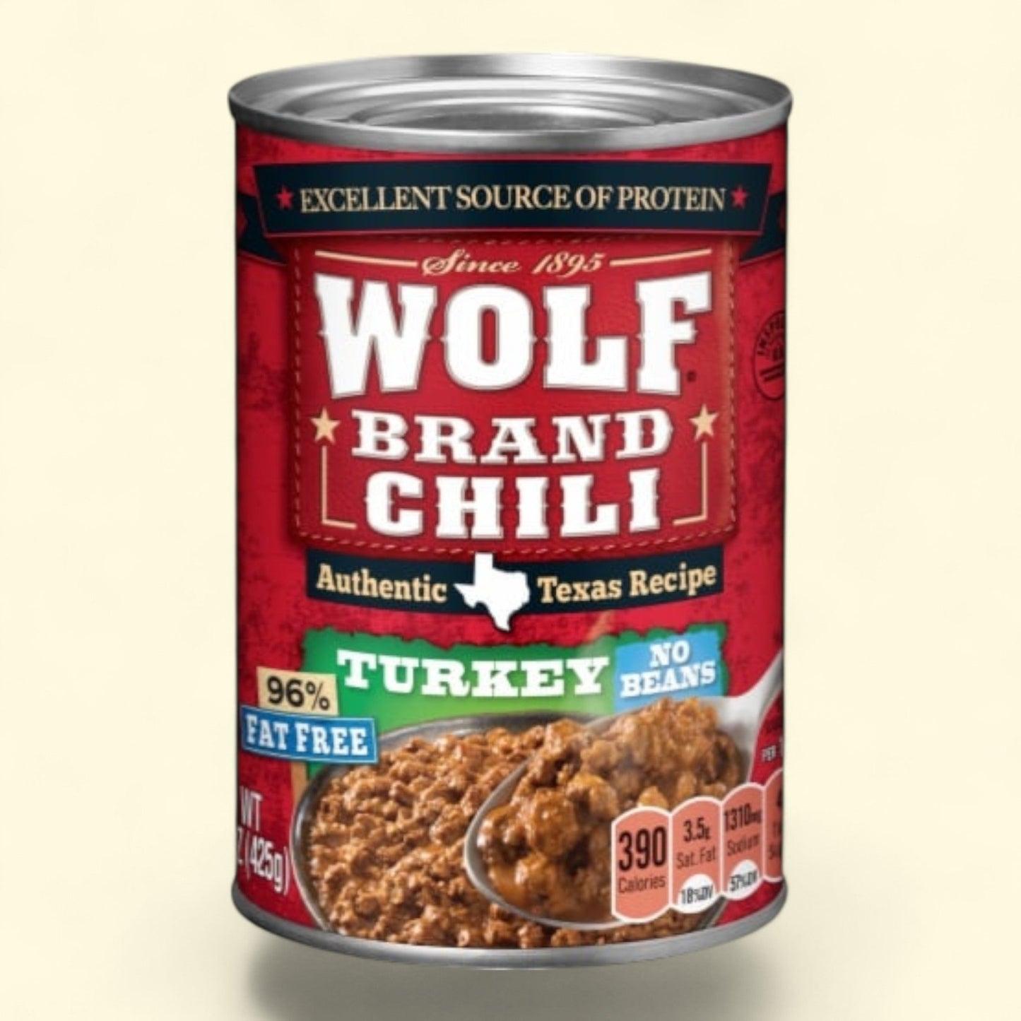 Wolf Brand Turkey Chili, No Beans, 96% Fat Free, 15 oz — authentic US product shipped worldwide by Treatspree