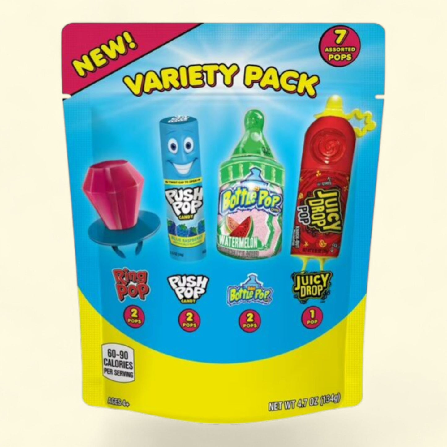 RingPop, PushPop, BabyBottlePop, JuicyDropPop, Assorted Flavored Candy, Variety Pack, 4.7 oz