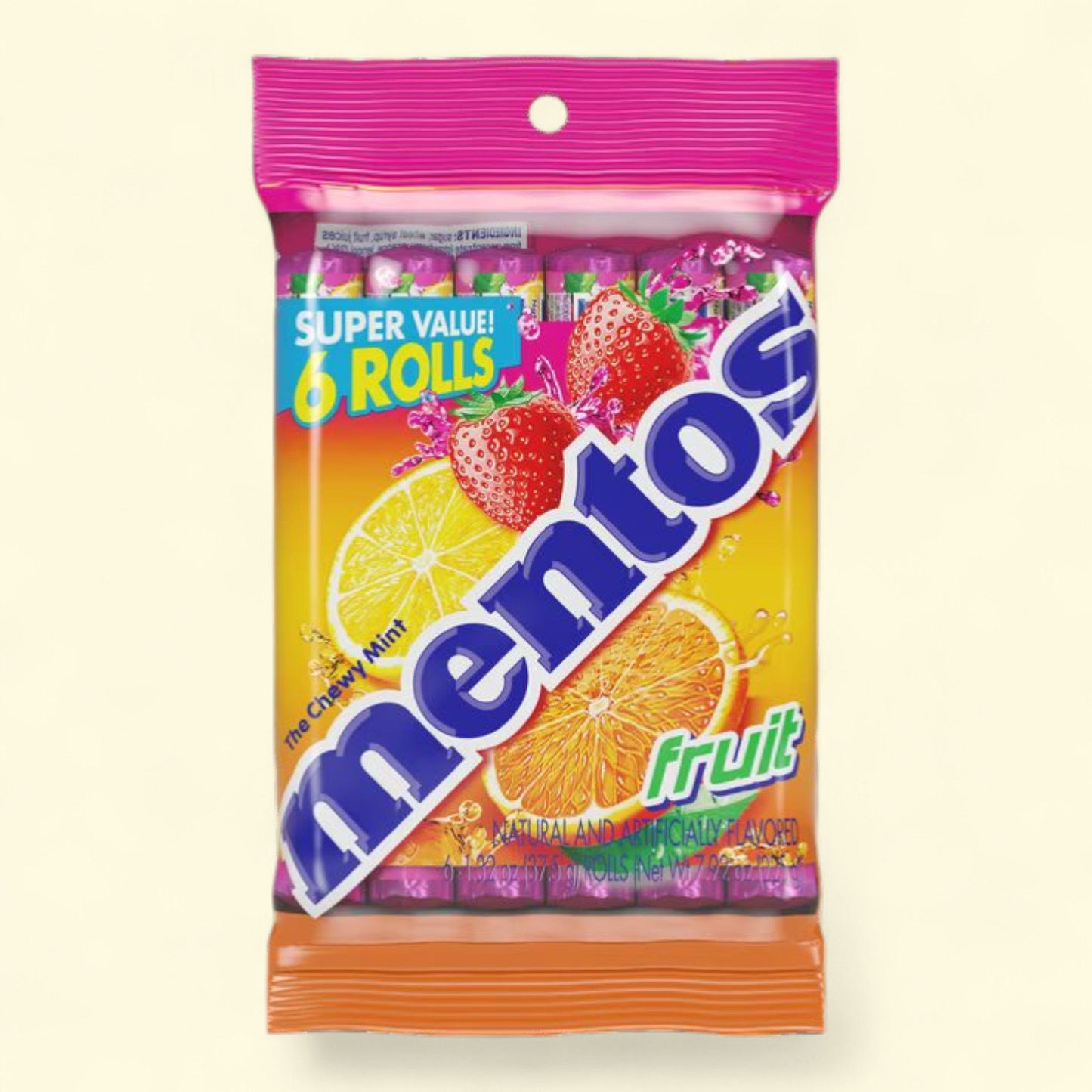 Mentos Chewy Mint Candy Roll, Regular Size, 1.32 oz, 6 Count