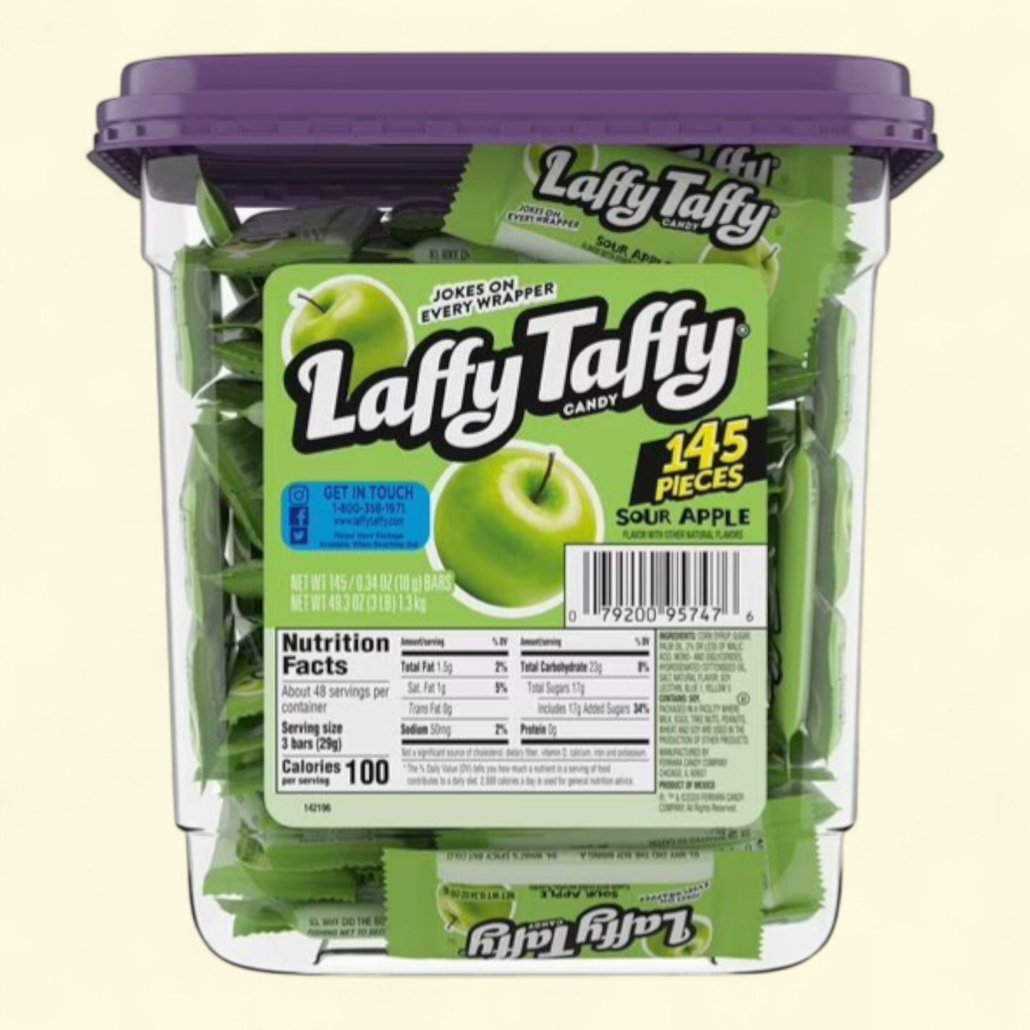 Bonbons acidulés à la pomme Laffy Taffy, 9,6 g, 145 pièces