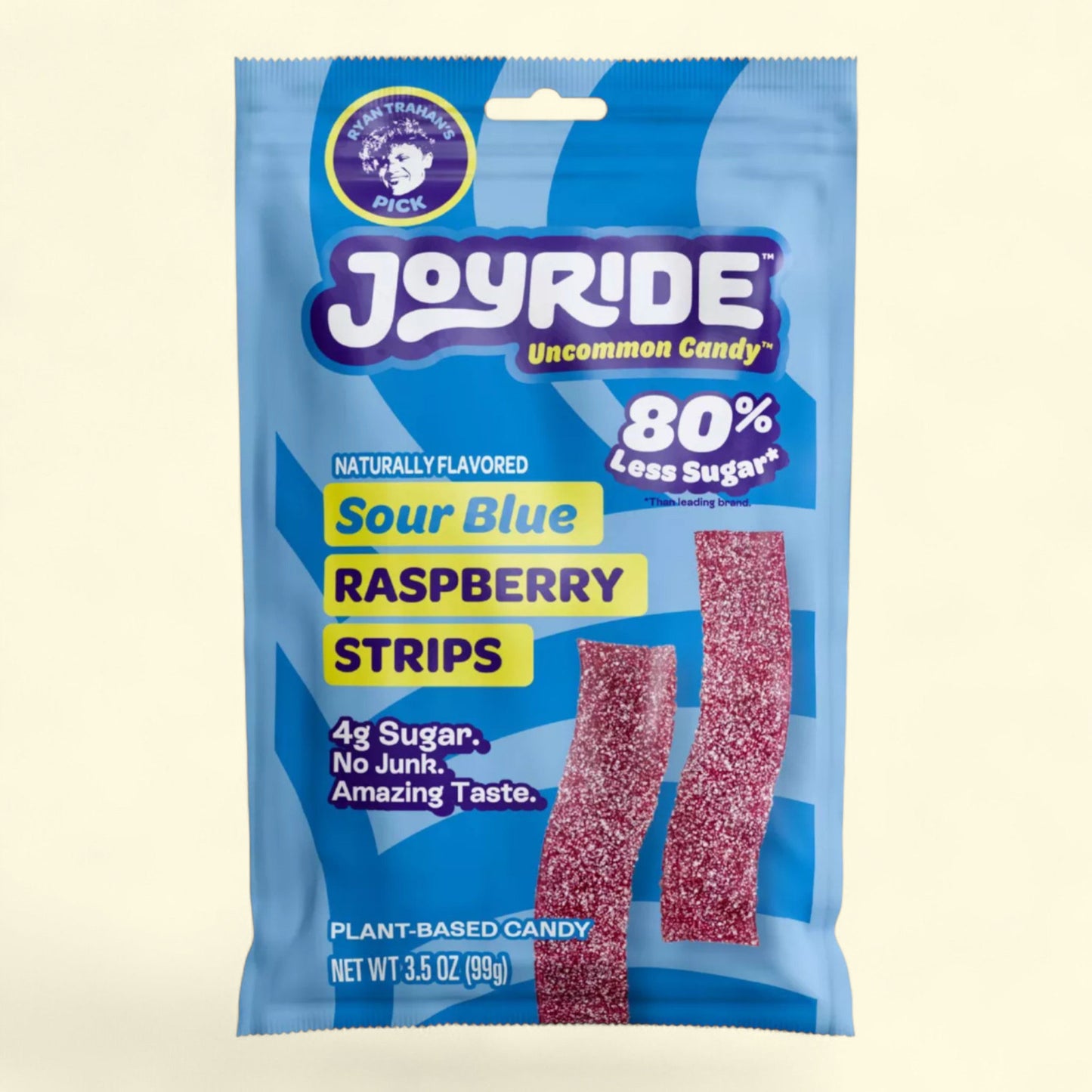 JOYRIDE - Bandes de bonbons gélifiés acidulés à la framboise bleue, 100 g