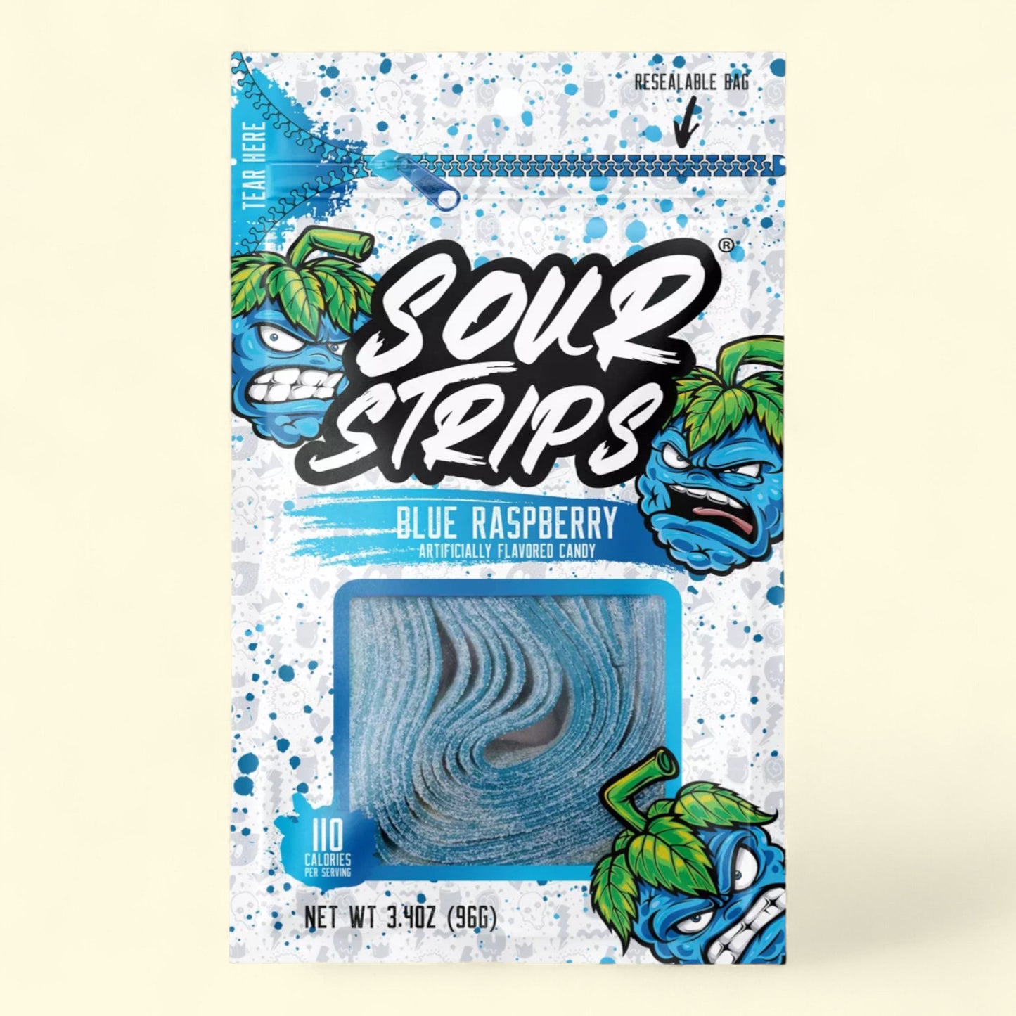 Bonbons acidulés Sour Strips à la framboise bleue, 96 g