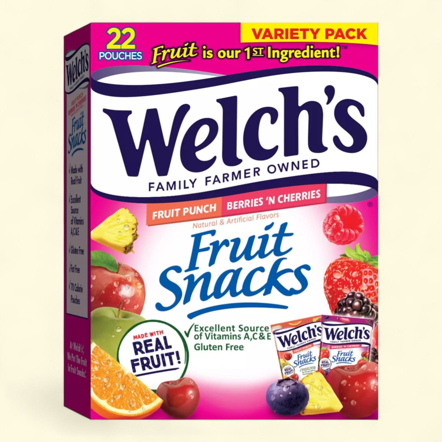 Welch's Fruit Snacks, Berries N' Cherries & Fruit Punch, 17.6oz/22ct