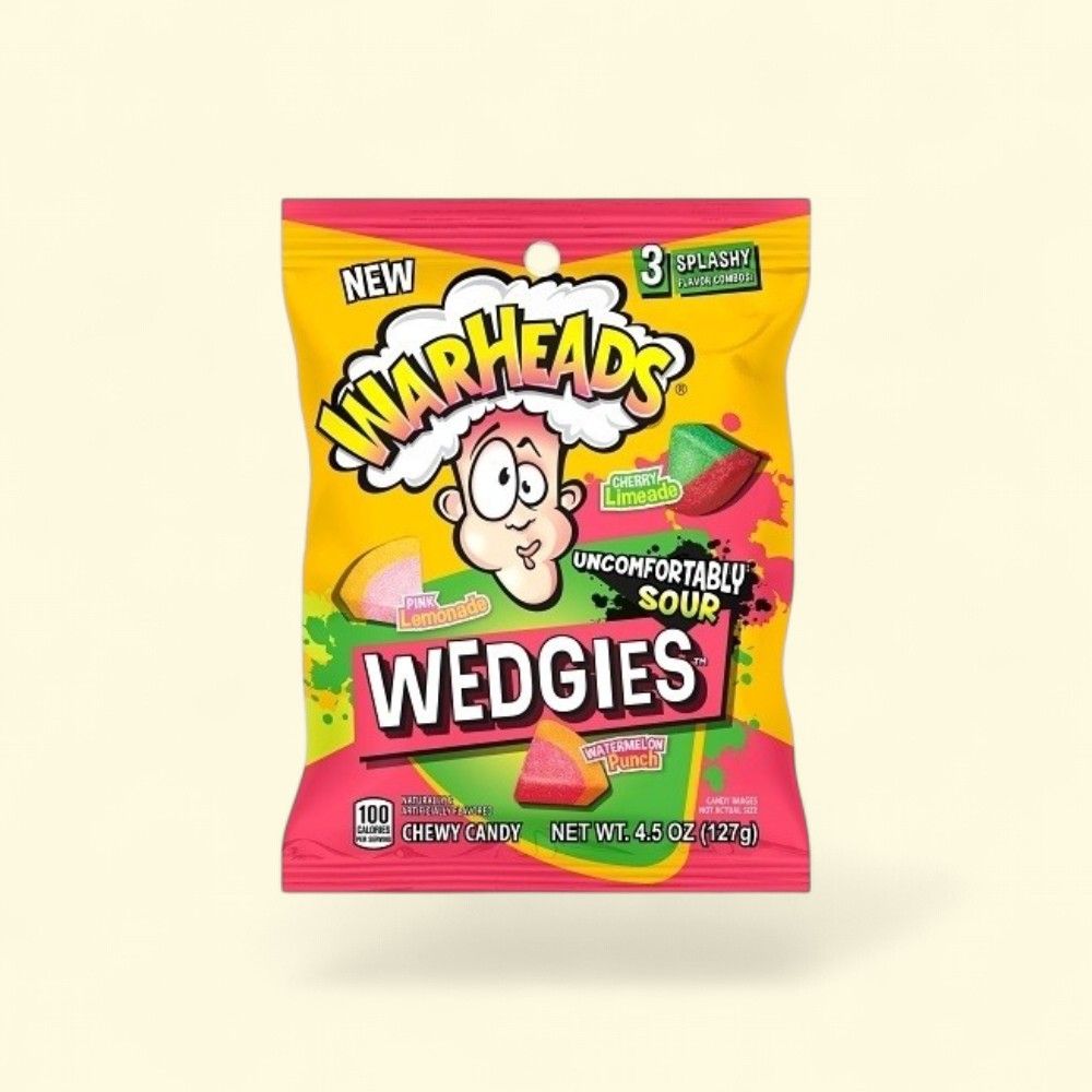WARHEADS Wedgies Peg Bag, Extreme Sour Candy, 4.5oz — authentic US product shipped worldwide by Treatspree