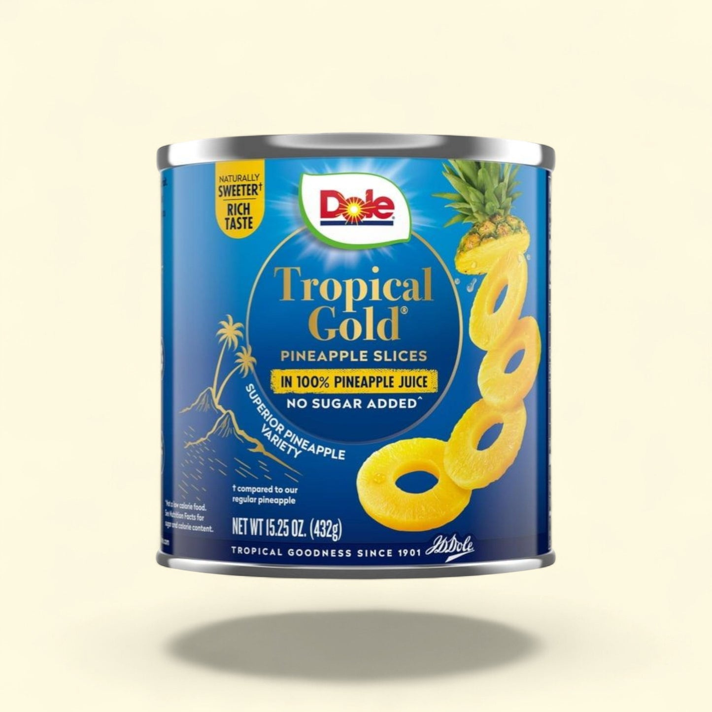 Dole Tropical Gold Pineapple Slices in 100% Pineapple Juice, 15 oz Can — authentic US product shipped worldwide by Treatspree