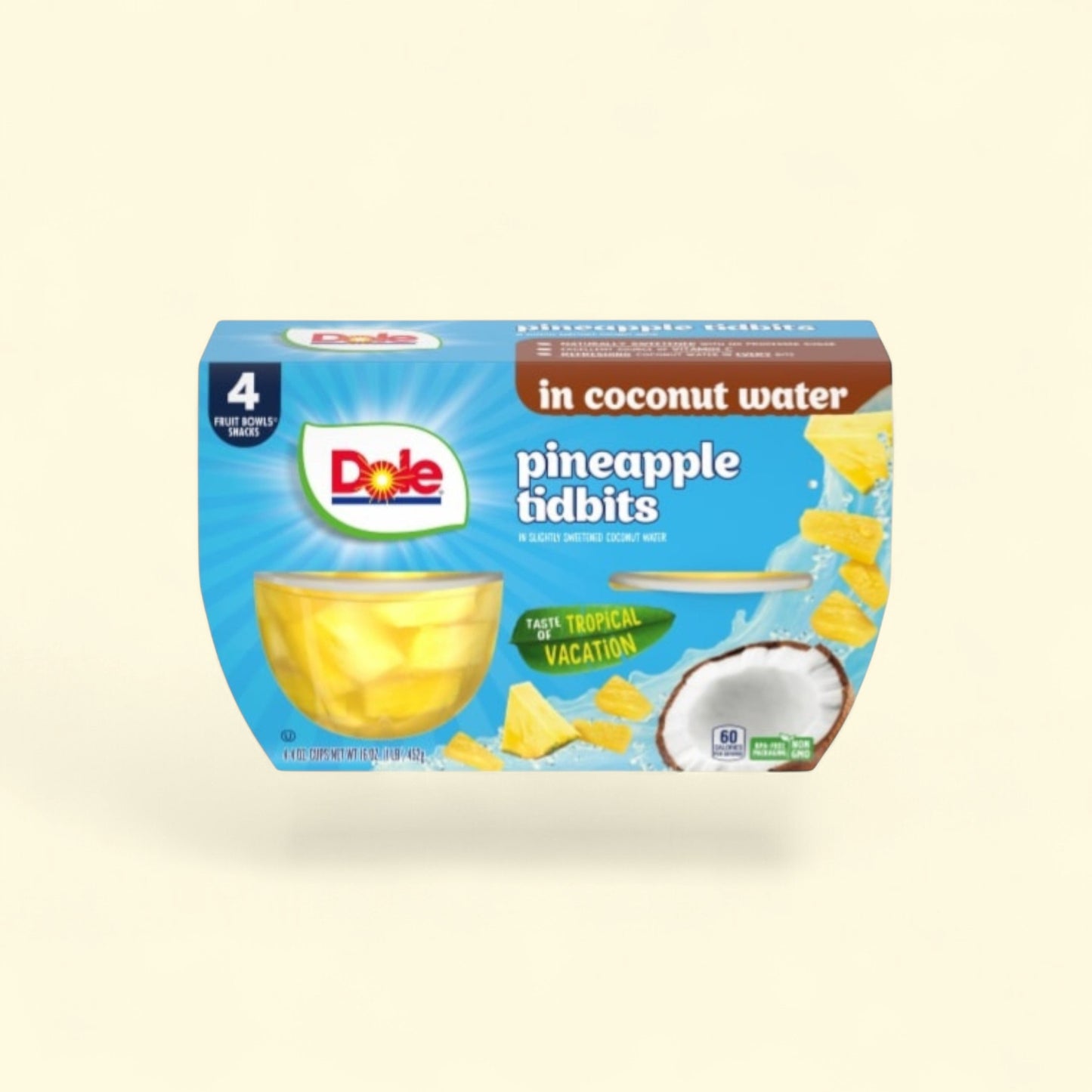 Dole Pineapple Tidbits, 4 oz, 4 count — authentic US product shipped worldwide by Treatspree