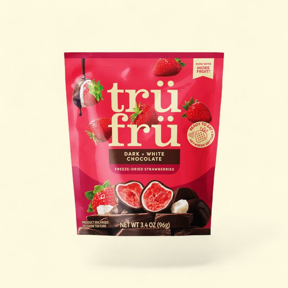 Tru Fru Freeze Dried Strawberries in Dark & White Chocolate, 3.4 oz