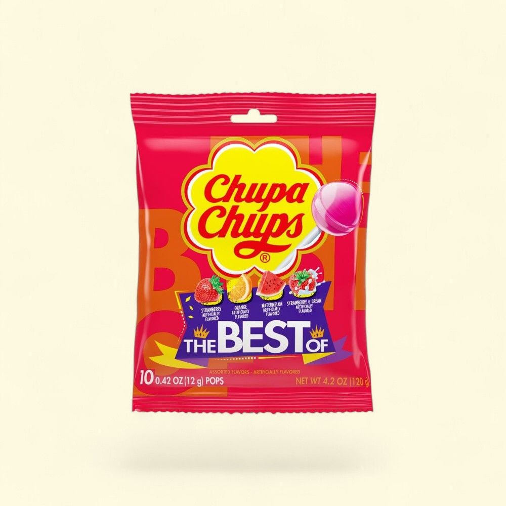 Chupa Chups Assorted Lollipops Peg Bag, 4.2oz — authentic US product shipped worldwide by Treatspree