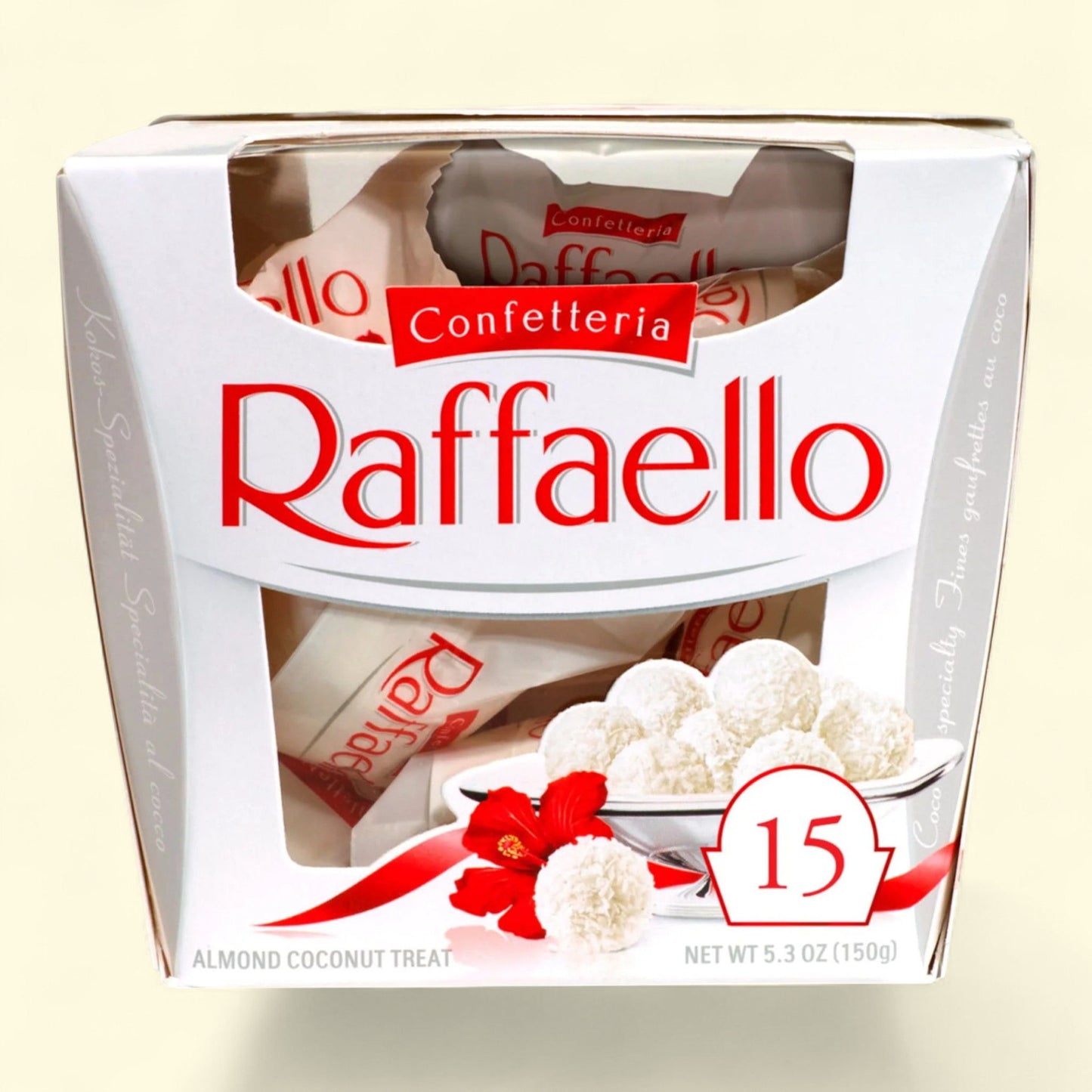 Raffaello, Premium Gourmet White Almond Cream and Coconut, 5.3 oz, 15 Count